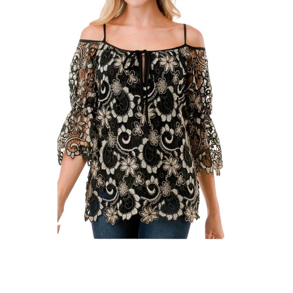NEW VAVA fleurette top in black lace